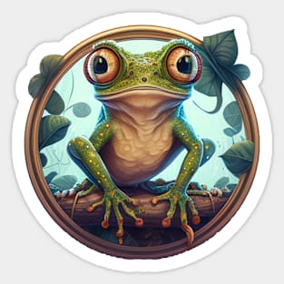 Frog, round sticker Sticker